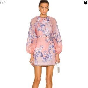 Zimmermann postcard mini dress Pink and Blue Long Sleeve Dress